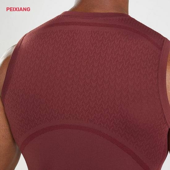 Men's gym vest textured knit and stitching detail