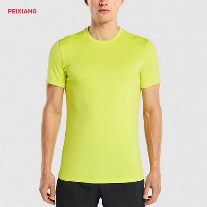 Men's neon yellow-green running t-shirt side view