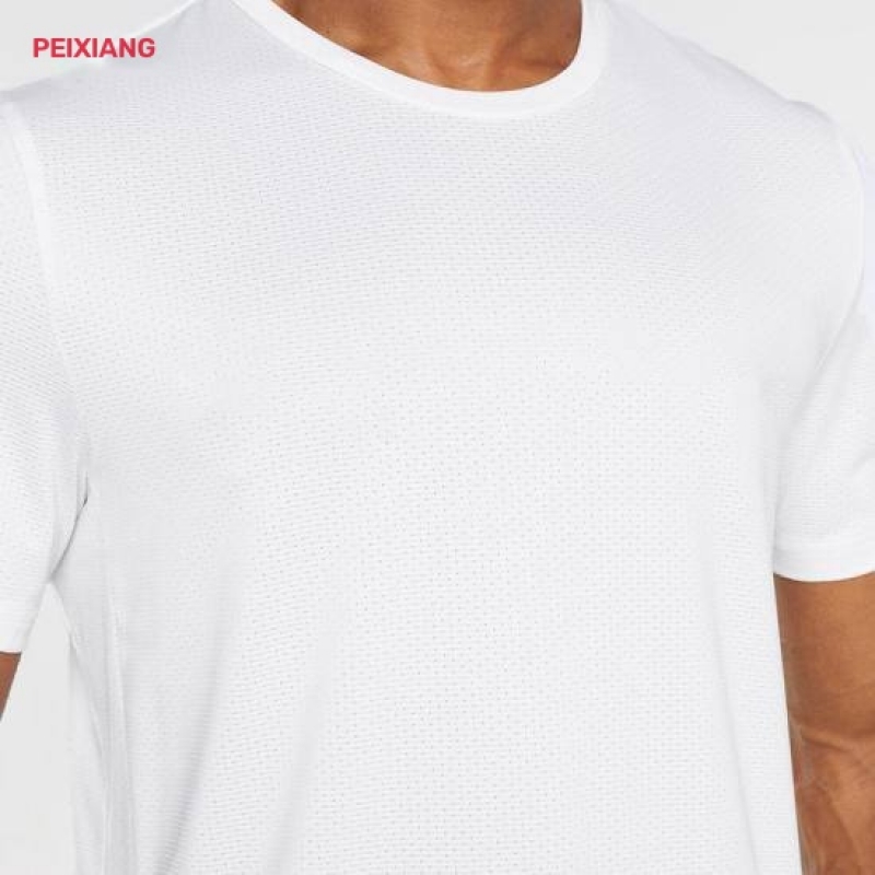 Factory men's white sports t-shirt side stripe detail