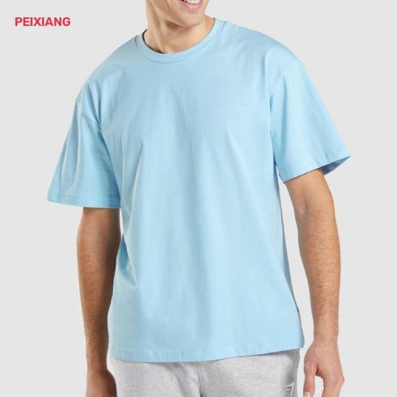Custom men's light blue short running shirt front