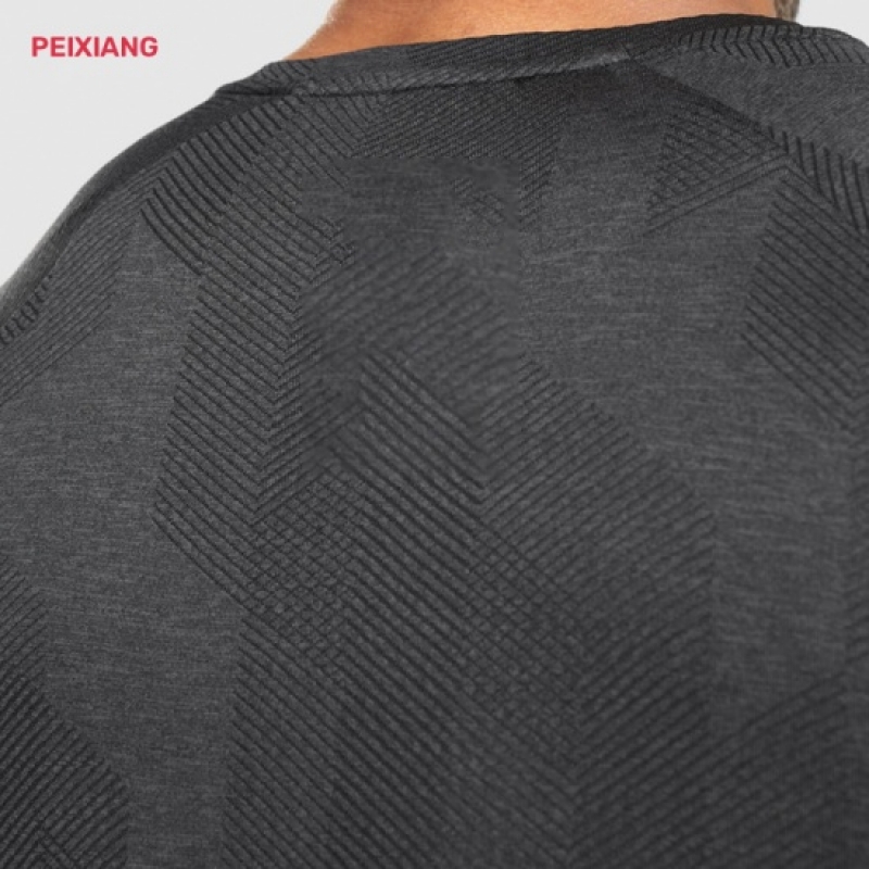 Dark grey training t-shirt shoulder detail