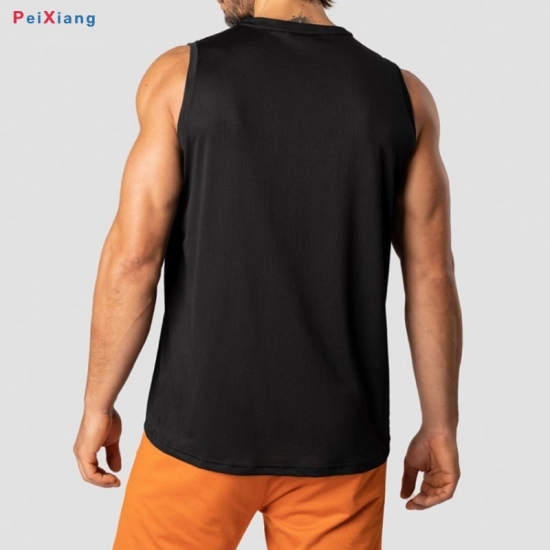 Men's black training vest back view