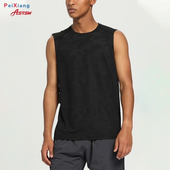 Men's black quick dry training vest front view