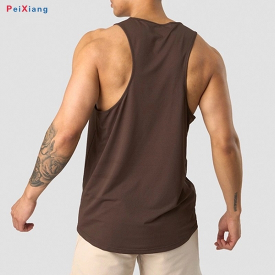 Men's knitted tank top seamless back view