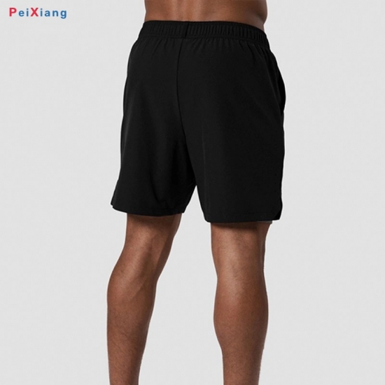 Black fitness training shorts front view