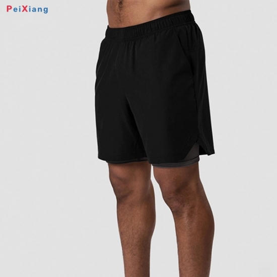 Black fitness training shorts back view