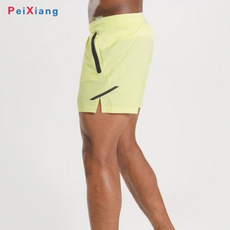 Men's lime yellow running shorts side view