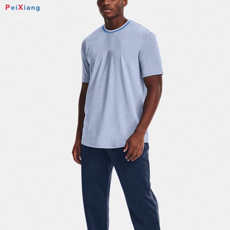 Men's light blue loose training tee side view