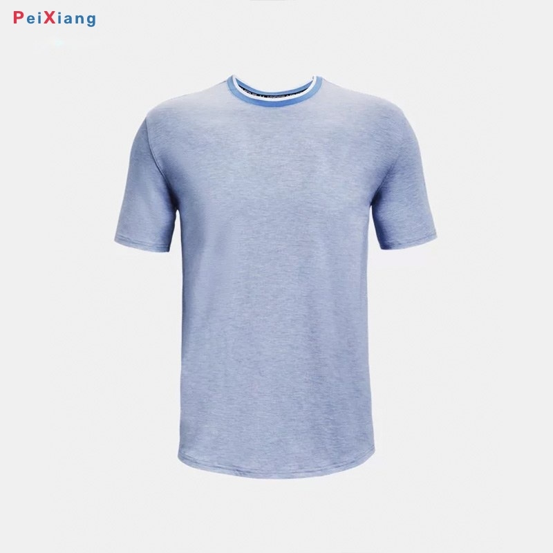 Men's light blue loose training tee flat lay front