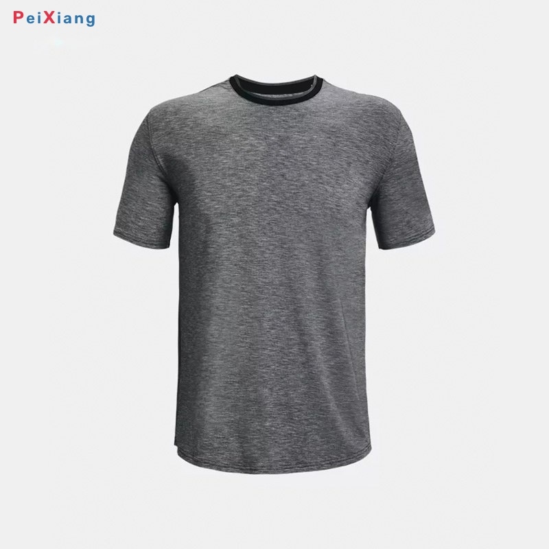 Men's heather grey fitness tee side view