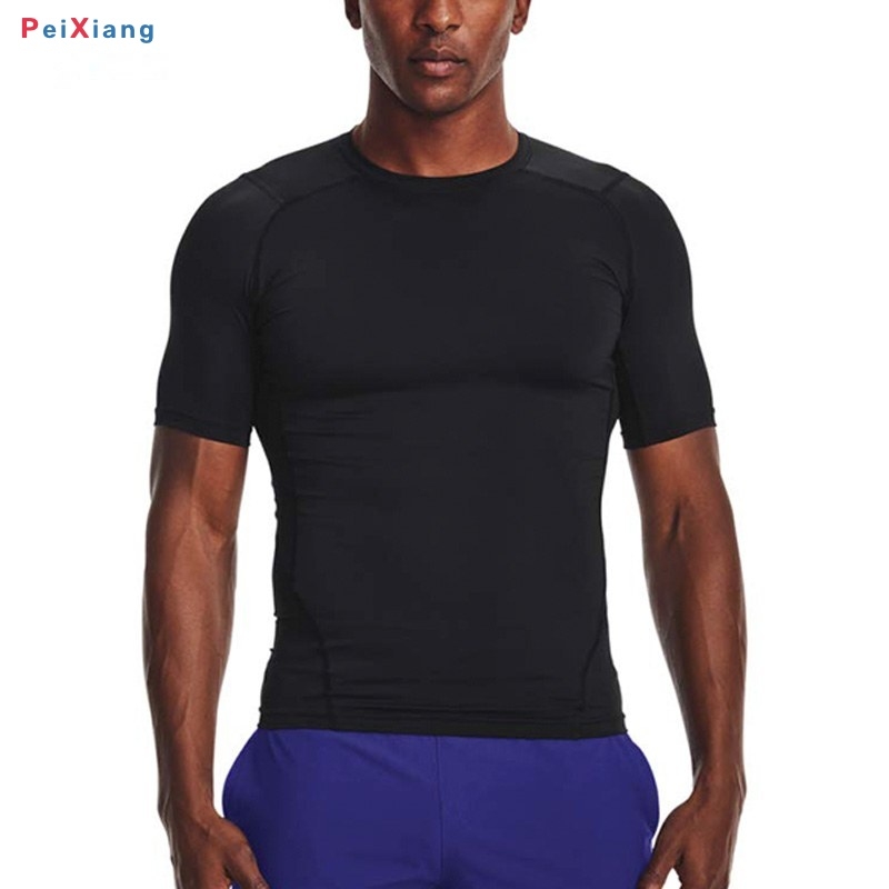 Men's black compression training tee front fit