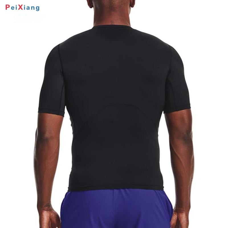 Men's black compression tee back view