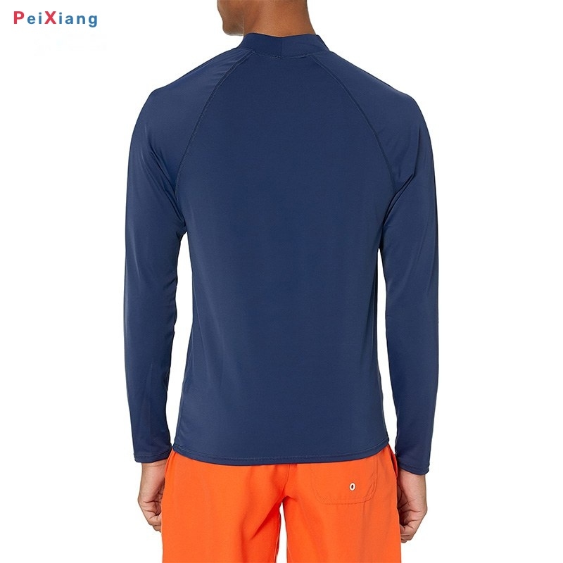 Men's navy UPF 50 rashguard back view