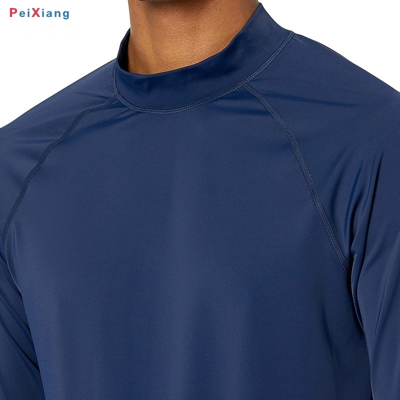 Men's navy rashguard high collar detail