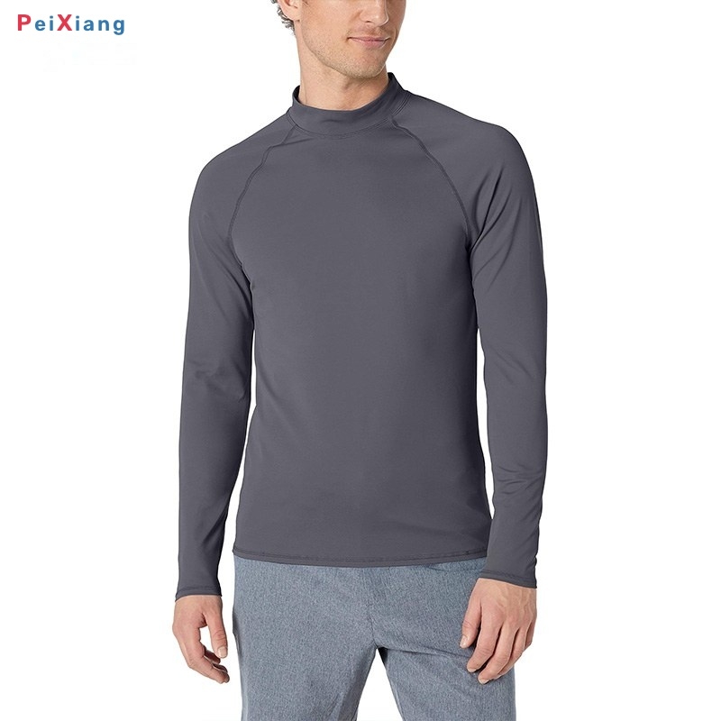 Men's grey UPF 50 rashguard front fit