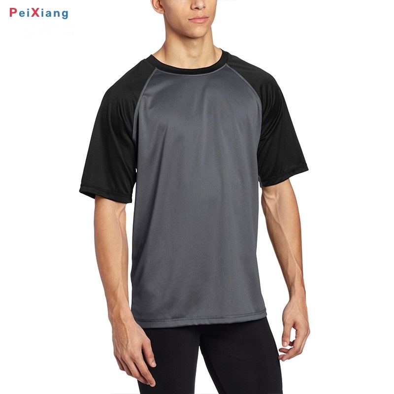 Men's grey surf training tee with black raglan sleeves