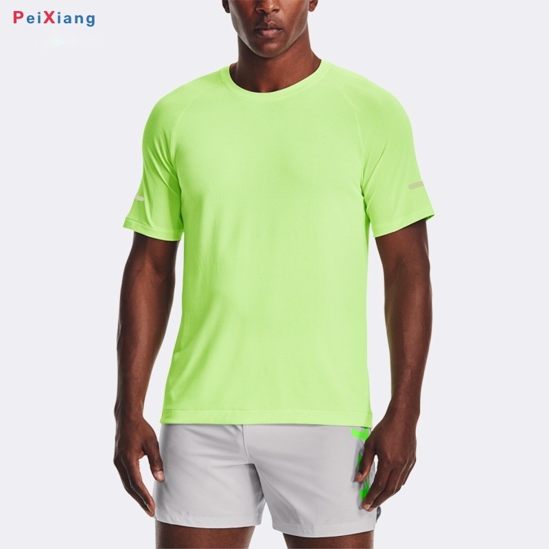 Men's neon green loose fit quick dry tee front fit