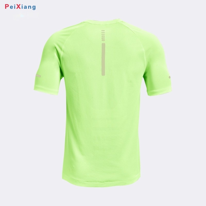 Men's neon green loose fit quick dry tee flat lay back