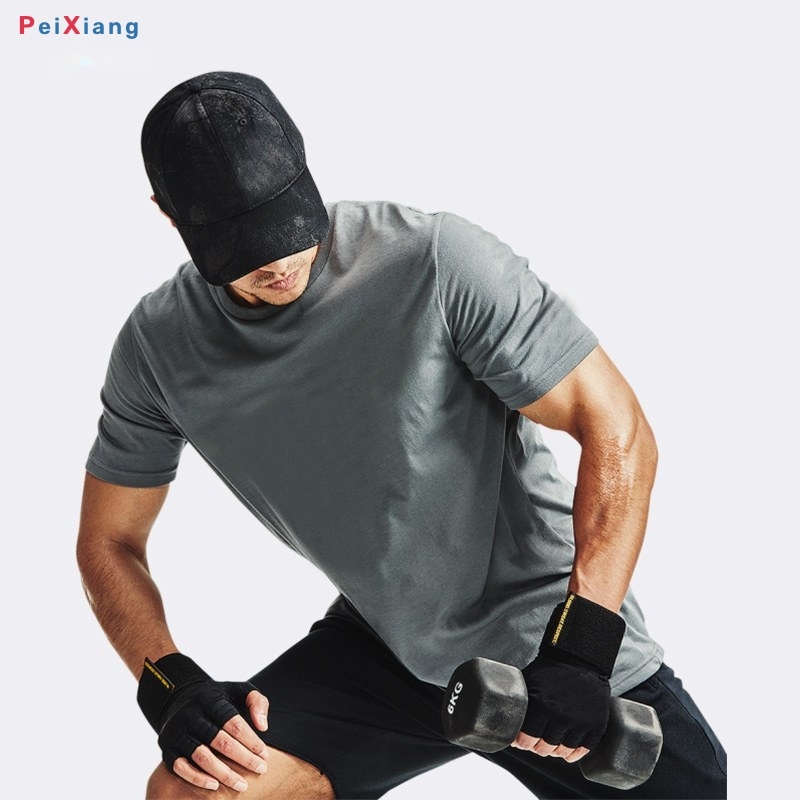 Men's grey baseball training tee training movement
