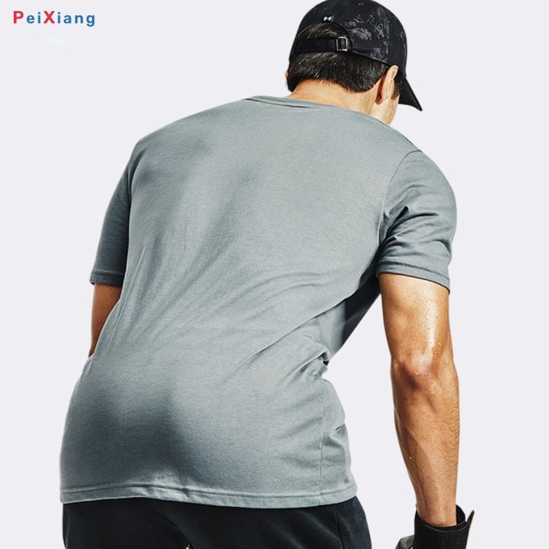 Men's grey baseball training tee back view