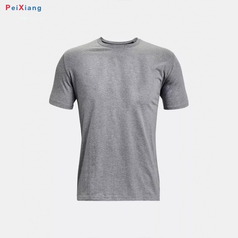 Men's grey baseball training tee flat lay front