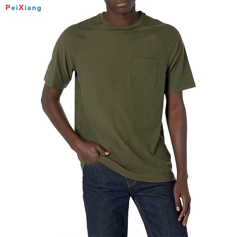 Men's olive green slub raglan crew tee front fit