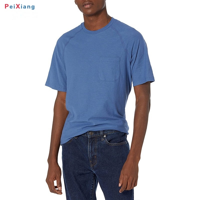 Men's blue slub raglan crew tee front fit