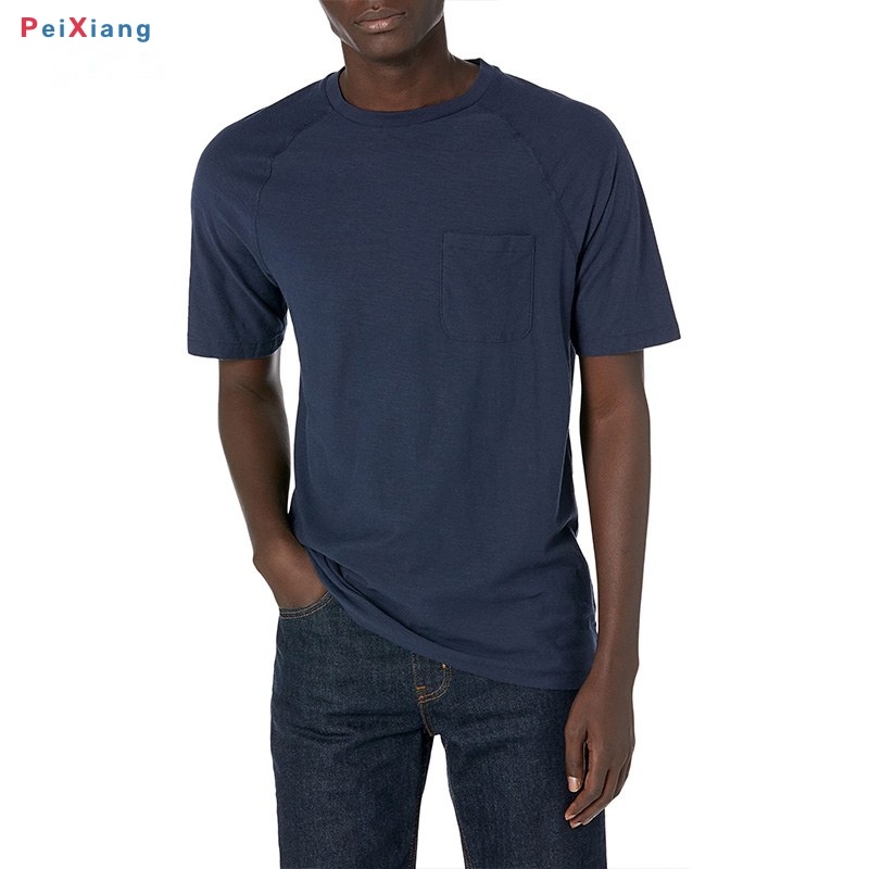Men's navy slub raglan crew tee front fit