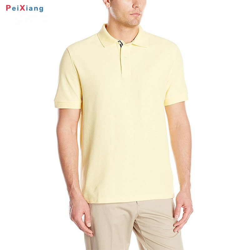 Men's light yellow performance deck polo front fit
