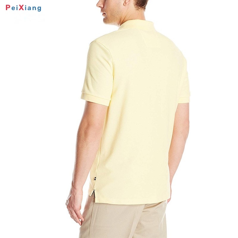 Men's light yellow performance deck polo back view