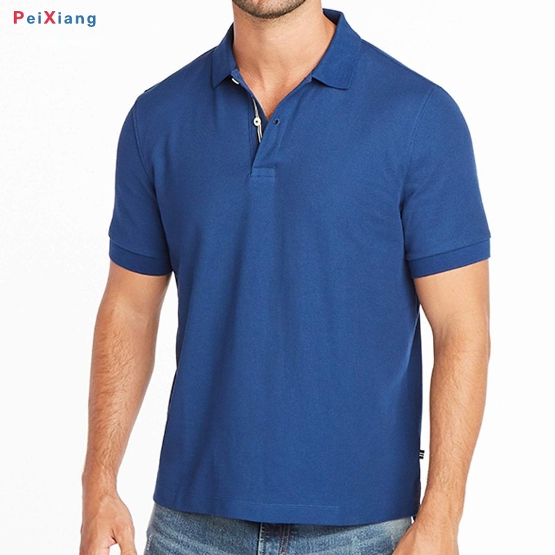 Men's navy performance deck polo front fit