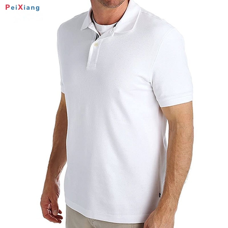 Men's white performance deck polo front fit