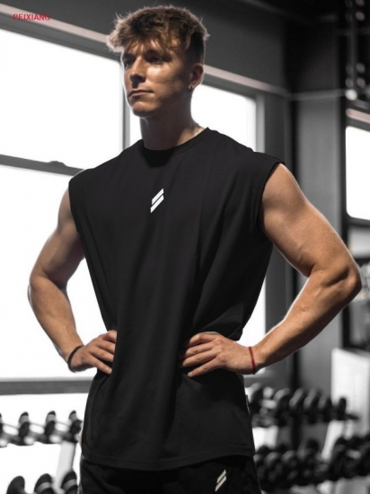 Men's sport vest collar and fabric knit detail