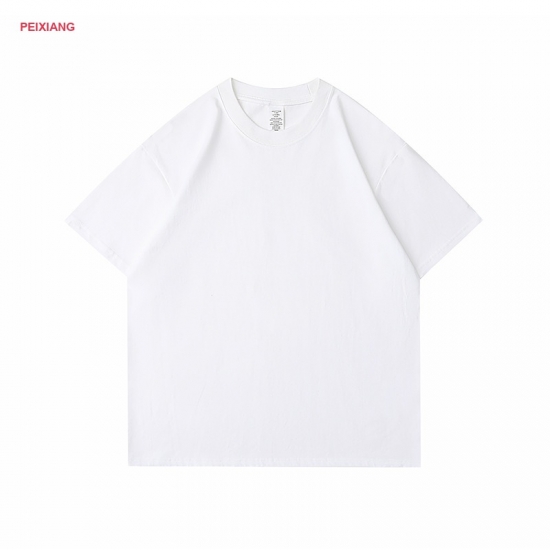 White custom men's short sleeve t-shirt front view (PEIXIANG)
