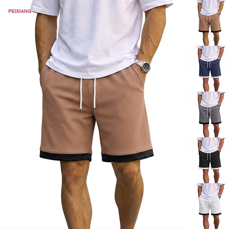 Men's light grey training shorts front view