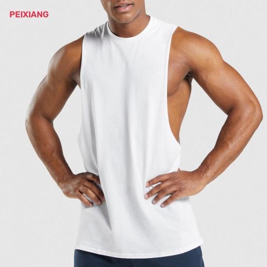 MEN white sleeveless sport training vest muscle fit gym tank breathable wholesale