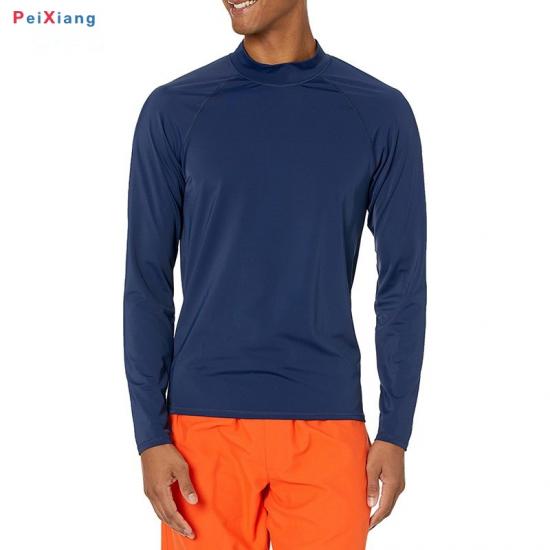 Men's UPF 50+ Long Sleeve Rashguard Navy Grey White PEIXIANG