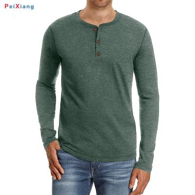 Men's Casual Front Placket Henley T-Shirt PEIXIANG