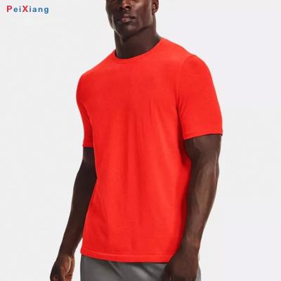 Men's Orange-Red Slim Fit Gym T-Shirt PEIXIANG