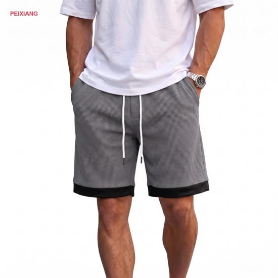 MEN light grey knitted training shorts with pockets breathable casual workout wholesale